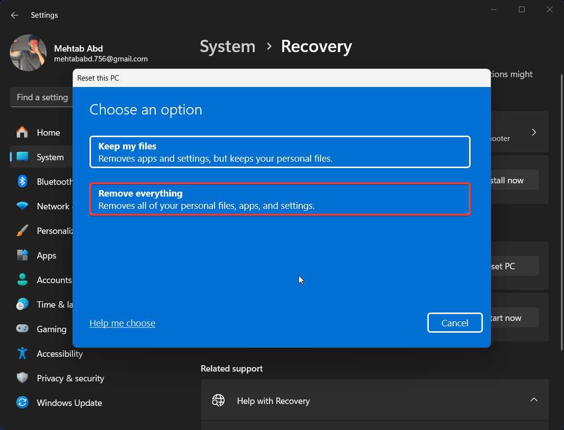 What to do if your PC Randomly Shutting Down 35 select Remove everything