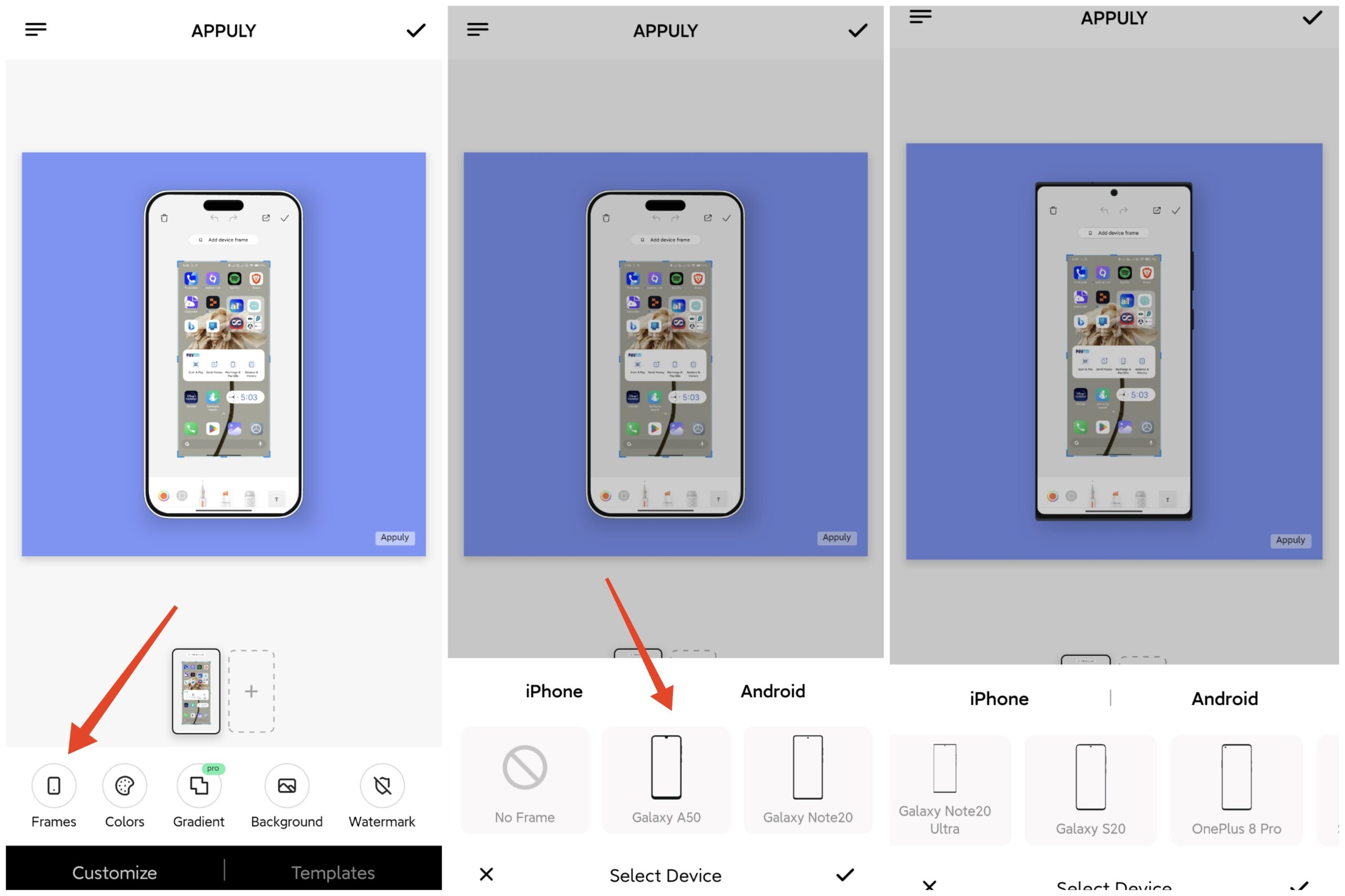 How to Add your Phone’s Frame to your Screenshots 4 select a different frame