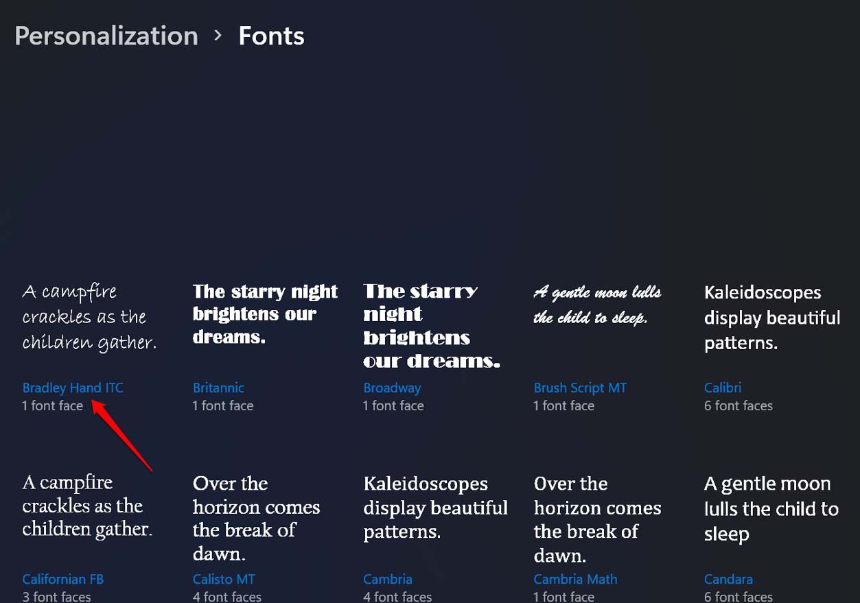 select a font