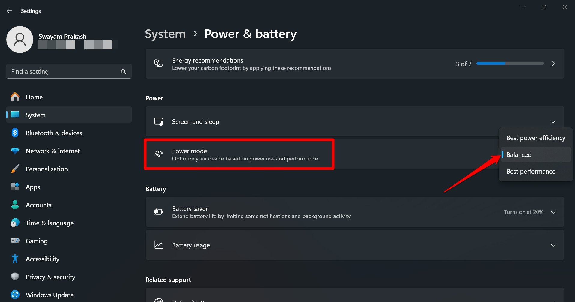 How to Stop Laptop Battery from Charging Above 80 Percent? 4 select balanced power mode in Windows 11