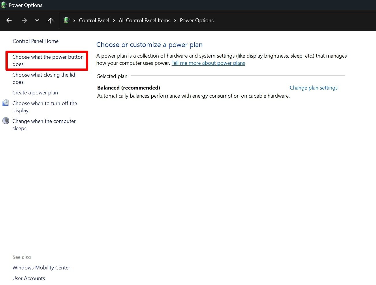 How to Fix Windows Computer Restarts Instead of Shutting Down 11 select choose what the power button does