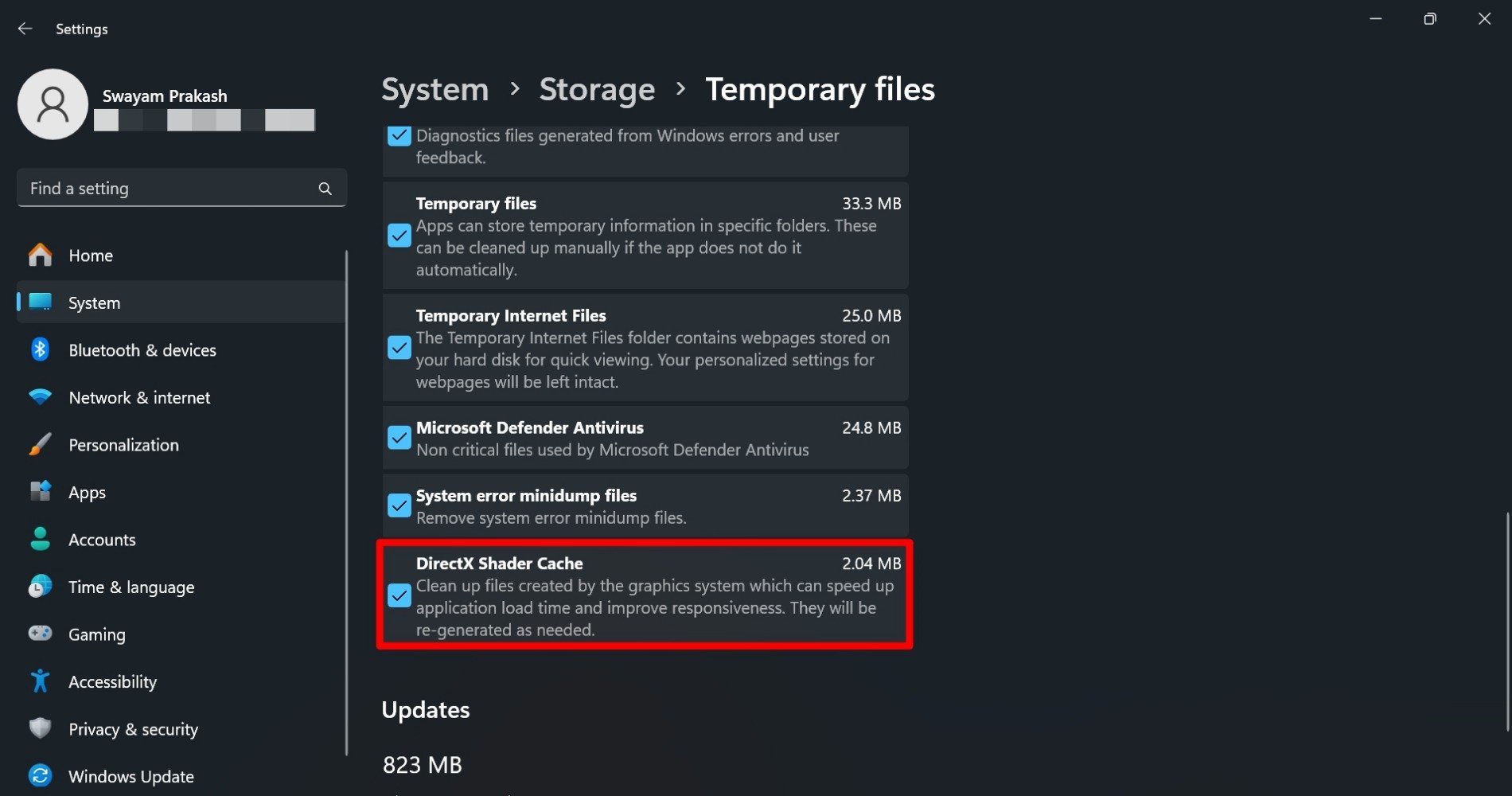 How to Clear DirectX Shader Cache on Windows 11 4 select directx shader cache in Storage settings