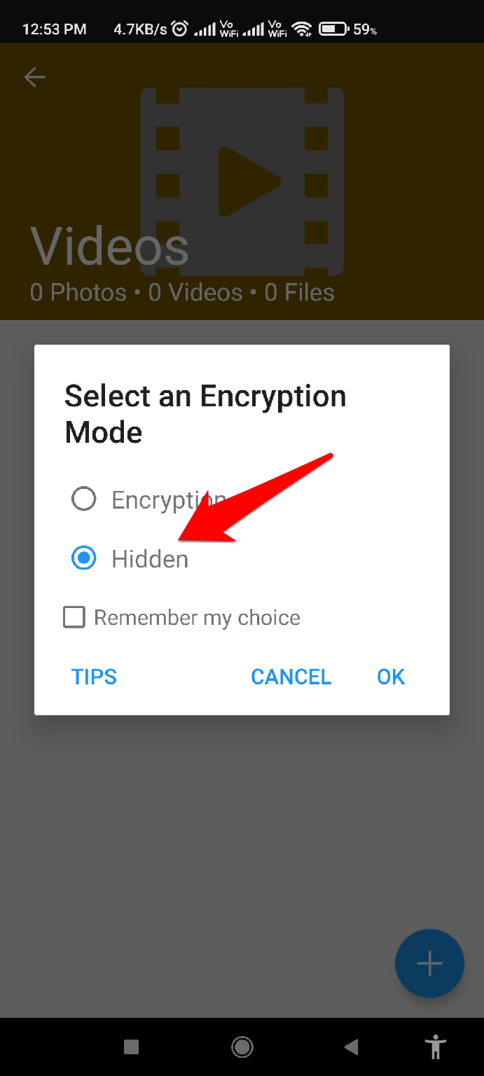 select an encryption mode