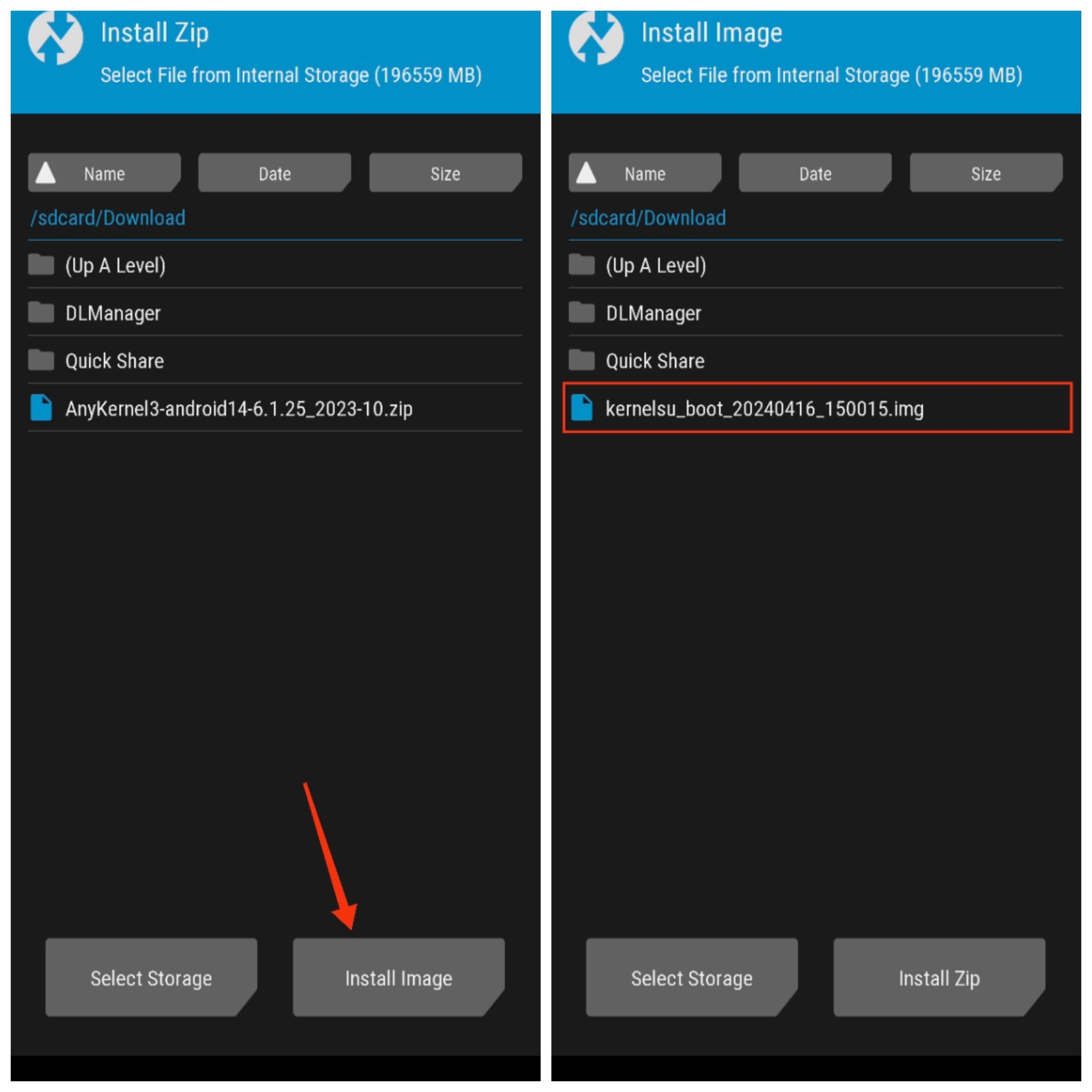 select install image