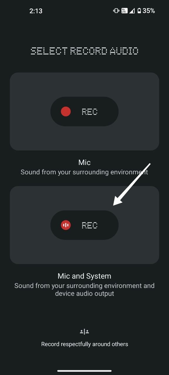 How to Record Calls on Nothing Phone 4 select mic and system