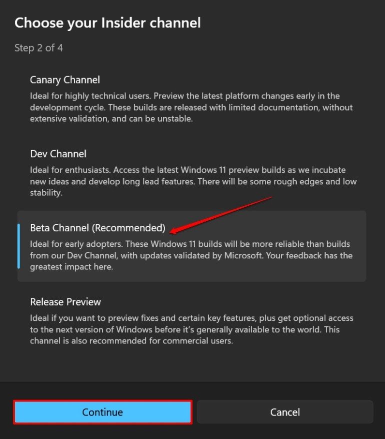 How to Create AI Images in Paint on Windows 11 6 select the Windows insider channel