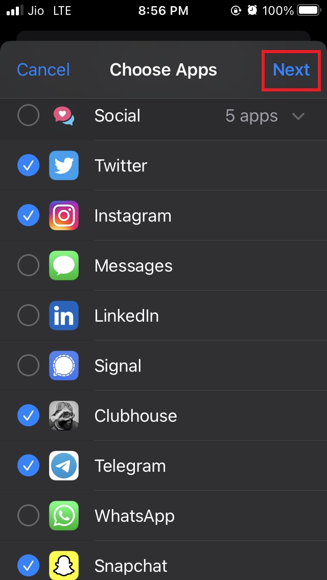 select the apps