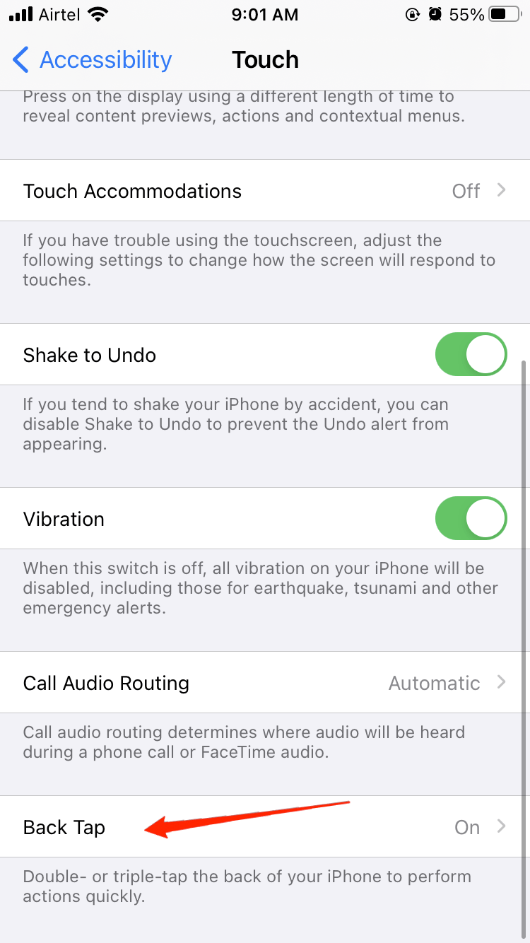 How to Turn Apple Logo on your iPhone into a Secret Button? 3 select the back tap feature