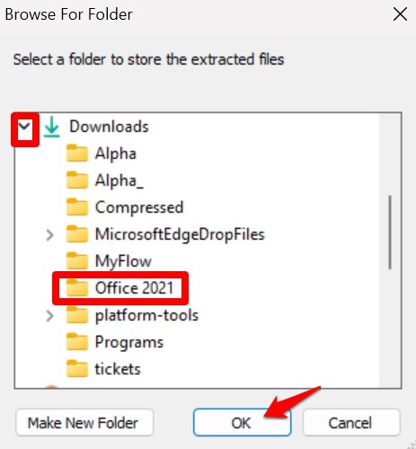 How to Download and Install MS Office Professional 2021 for Free 17 select the folder to extract deployment tool content