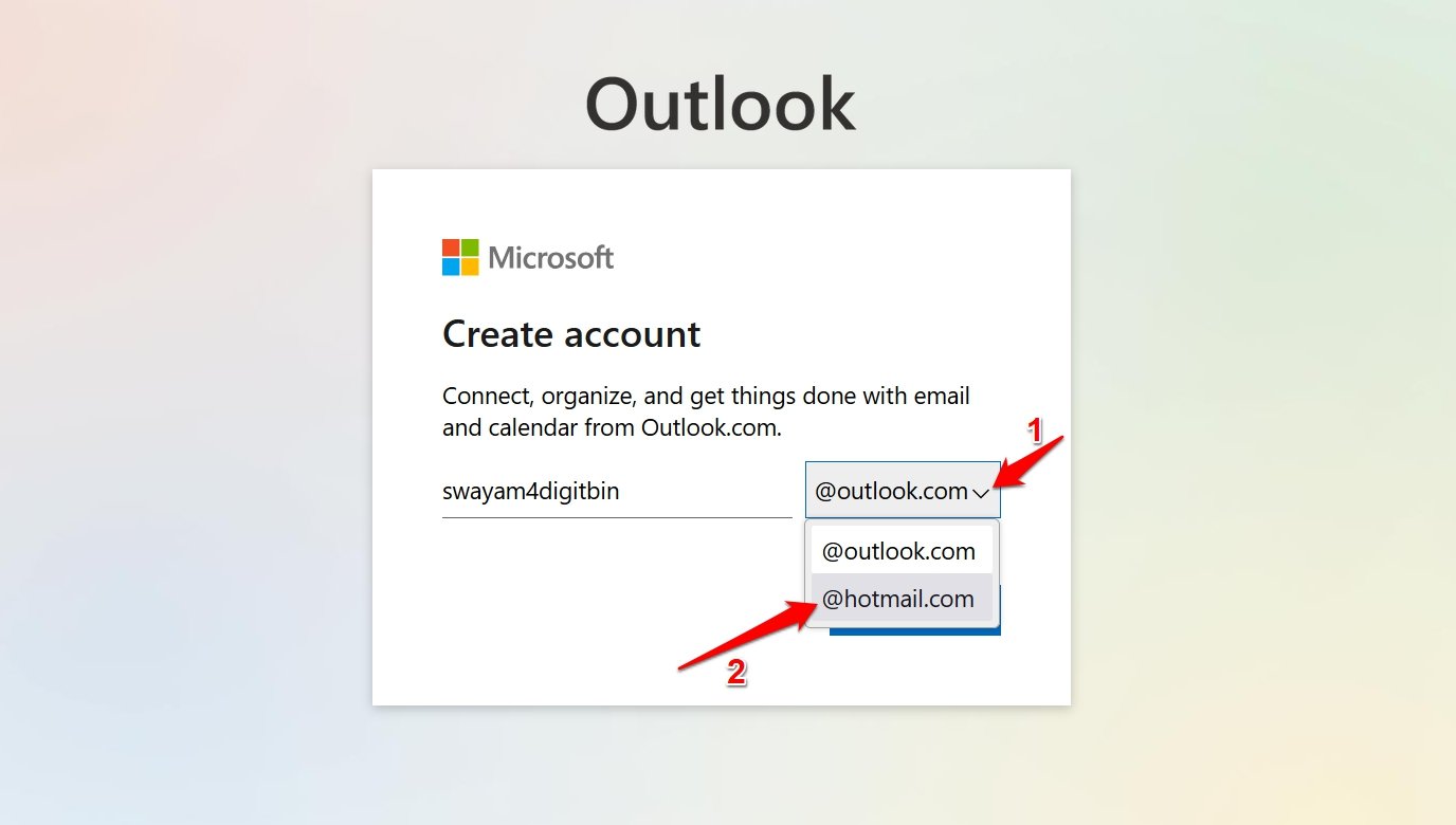 Here's How You Can Make a Hotmail Email Account? 4 select the hotmail domain