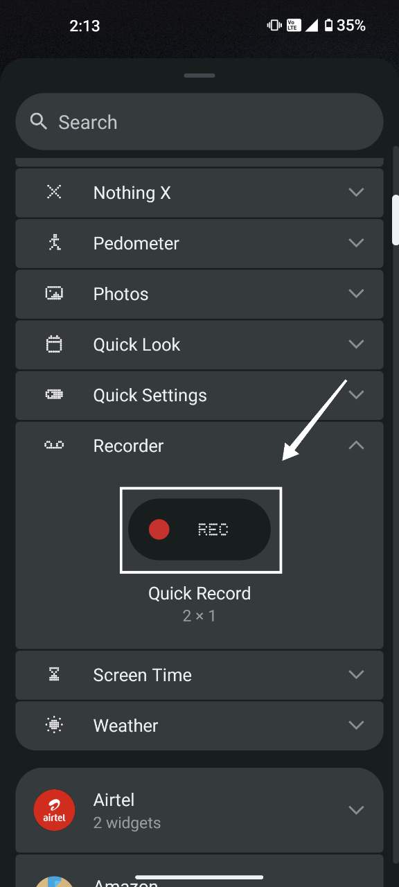 How to Record Calls on Nothing Phone 3 select the recorder widget