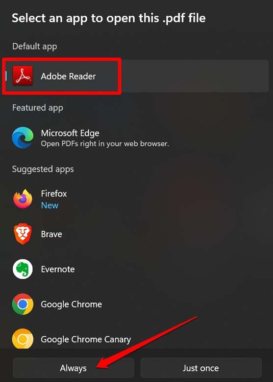 How to Fix PDF Thumbnails Not Showing on Windows 11? 5 set Acrobat as default app for PDF files