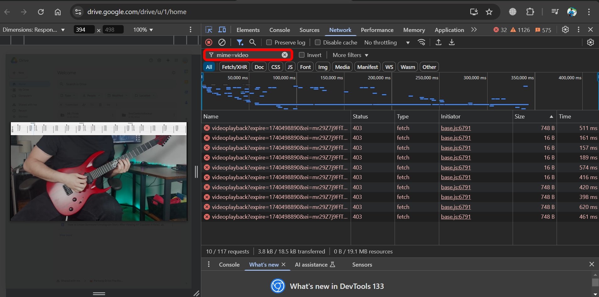 Download Protected Google Drive Videos: Save Restricted Video 6 set Chrome filter mime to video