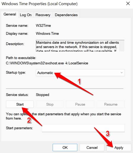 How to Fix Windows 11 Time Not Updating? 6 set Windows time service to automatic