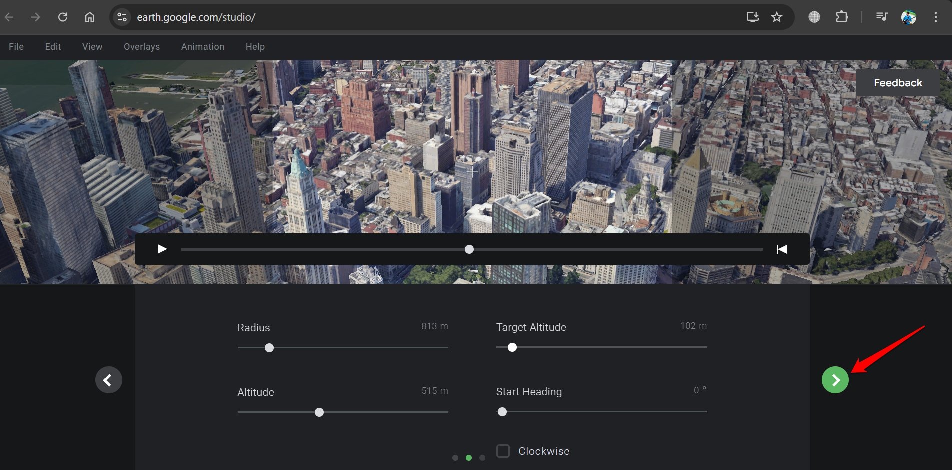 How to Create Fake Drone Shots Using Google Earth Studio? 11 set drone footage parameters