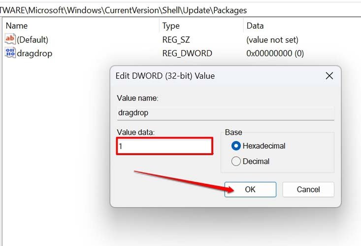 3 Best Ways to Enable Drag and Drop on Windows 11 10 set dword 32 bit value to 1 enable drag drop