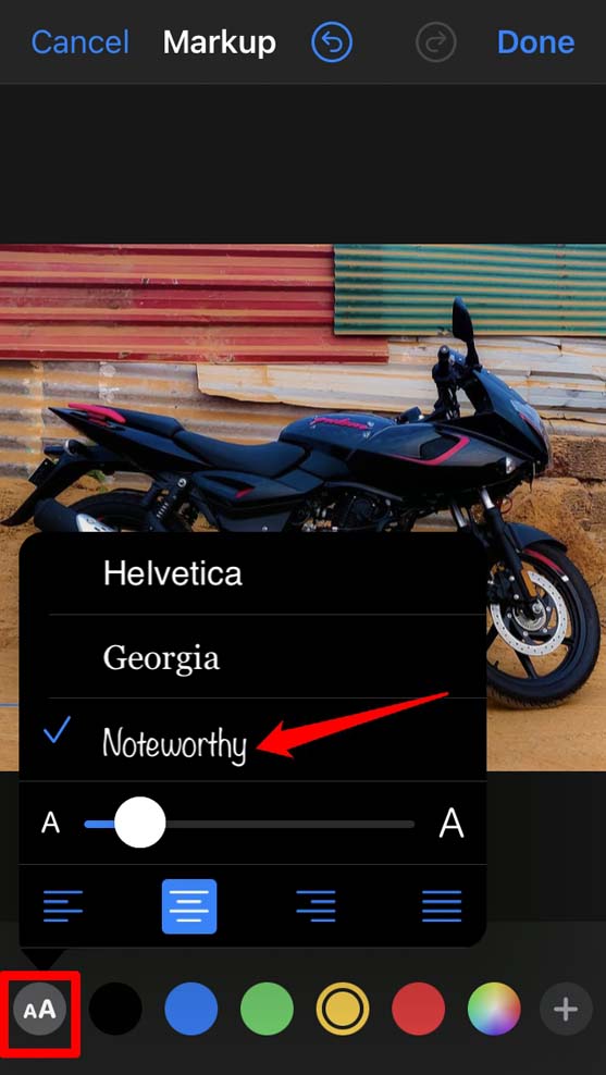 How to Add Watermark to Photos on iPhone Using in-built Photo Editor 6 set font of the watermark text