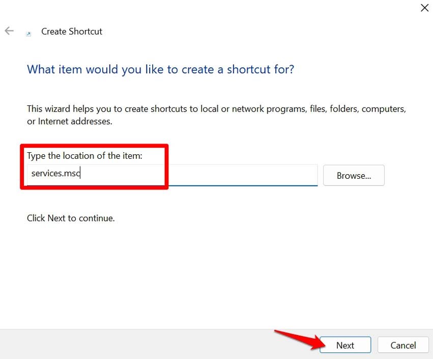 8 Best Ways to Open Services on Windows 11 16 set location of Shortcut item