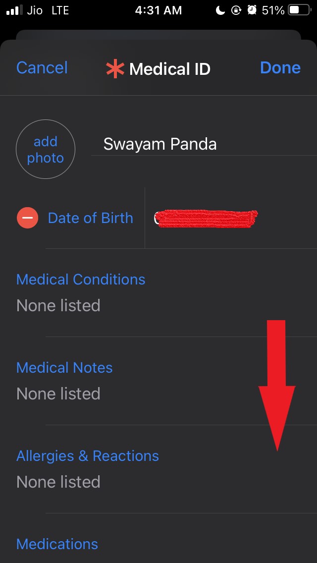 set up medical ID details