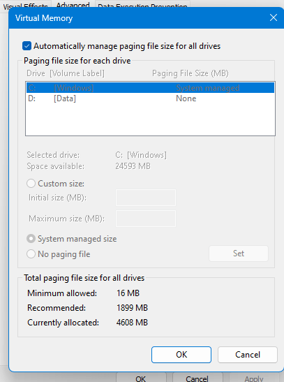 How to Fix Not Enough Memory Error in DirectX 12? 11 Increase the Paging File Size