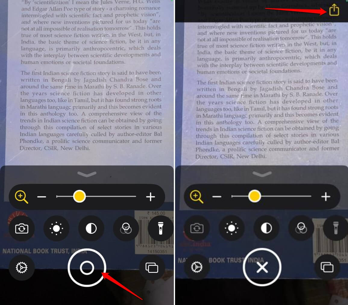 How to Use iPhone Camera as Magnifier 5 share an image captured using magnifier on iPhone