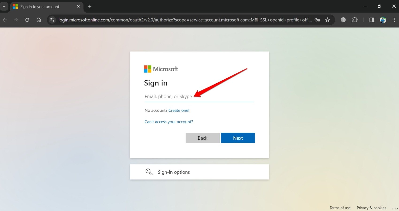 sign into microsoft account