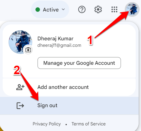 How to Fix Google Chat Not Working on Chrome? 7 Choose "Sign out" from the drop-down menu.