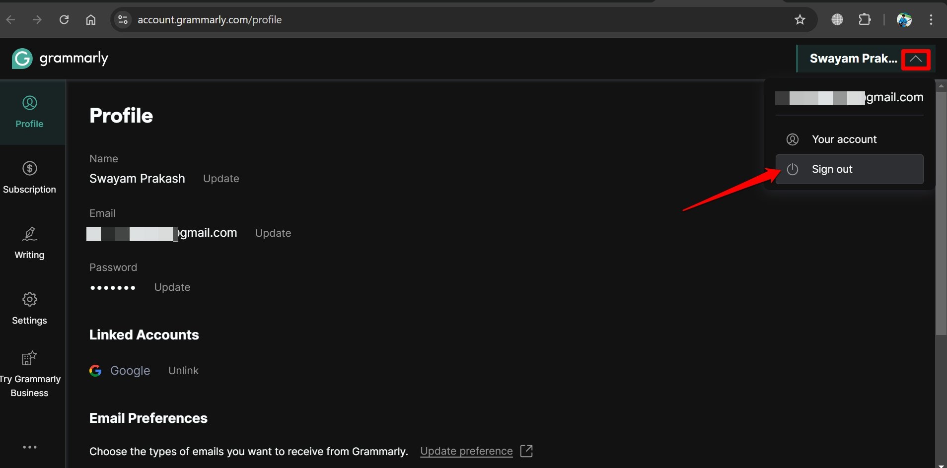 How to Fix Grammarly is Not Working in Google Docs 4 sign out of Grammarly