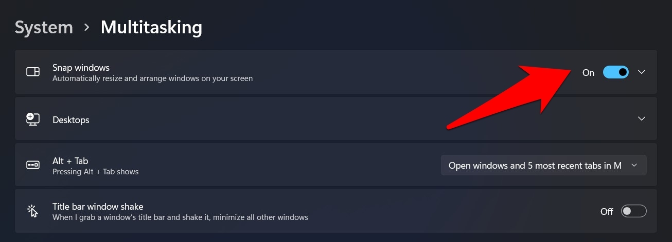 snap windows feature windows 11