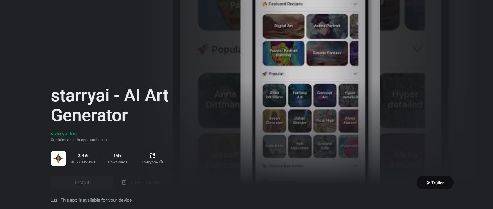 10 Best AI Image Creators for Android 9 Starry AI