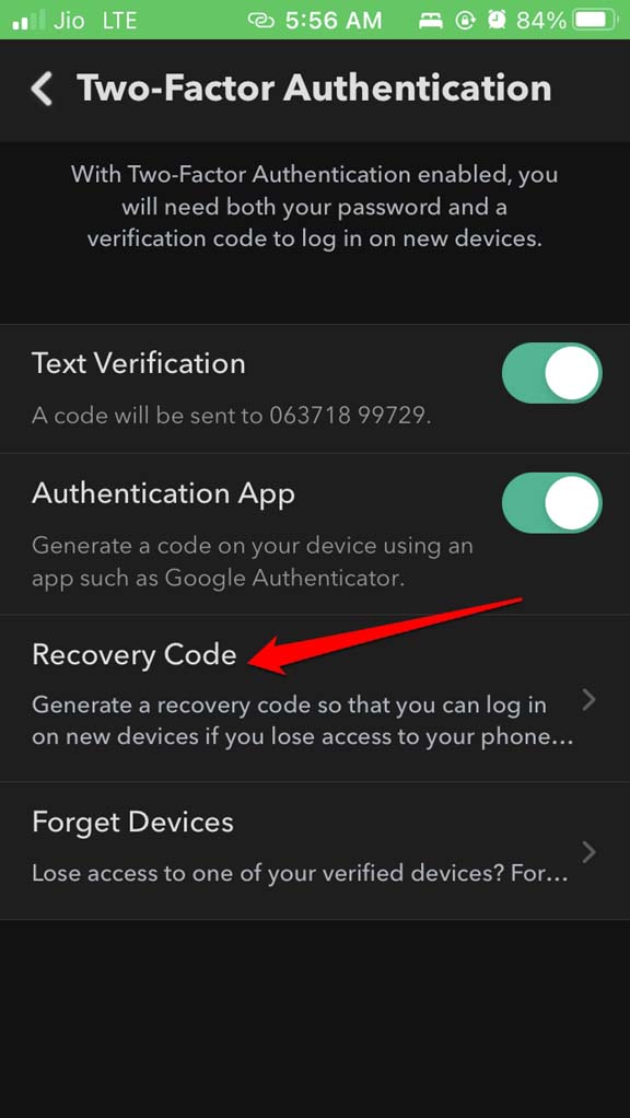 How to Enable Two-Factor Authentication on Snapchat? 19 start recovery code generation