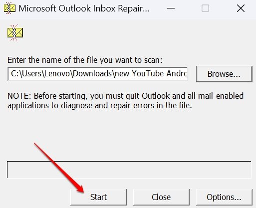 start repairing data file