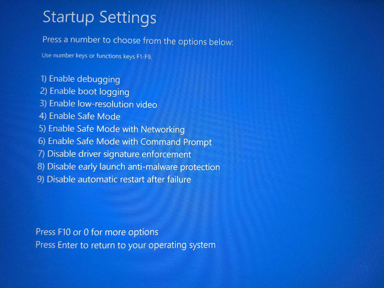 startup settings