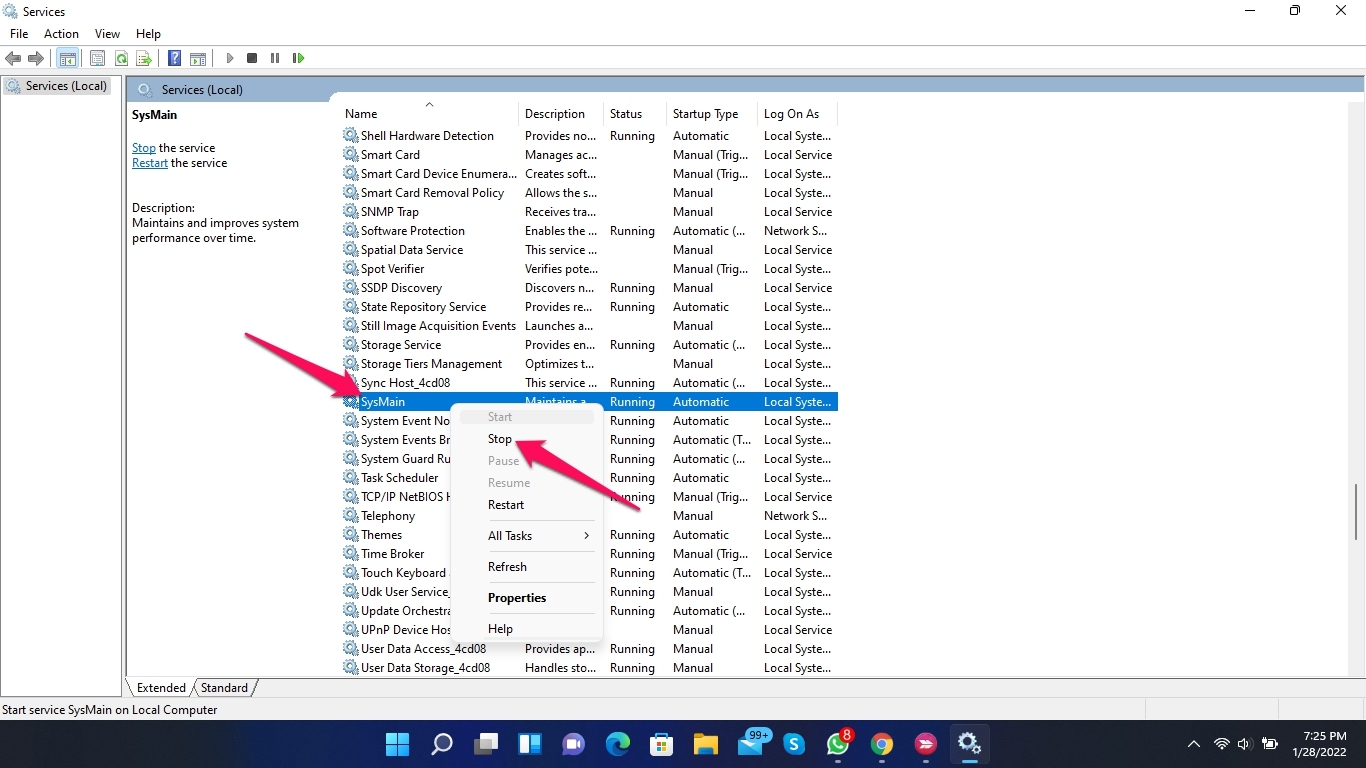Fix: Service Host SysMain High disk Usage in Windows 11 3 stop sysmain