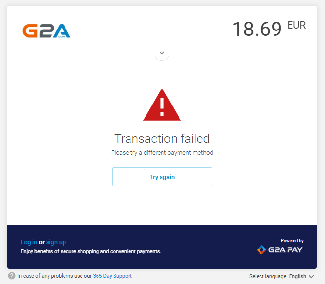 How to Fix G2A Transaction Failed Error? 2 G2A transaction failed