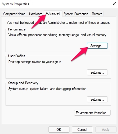 system properties