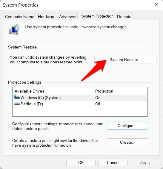 system restore windows 11