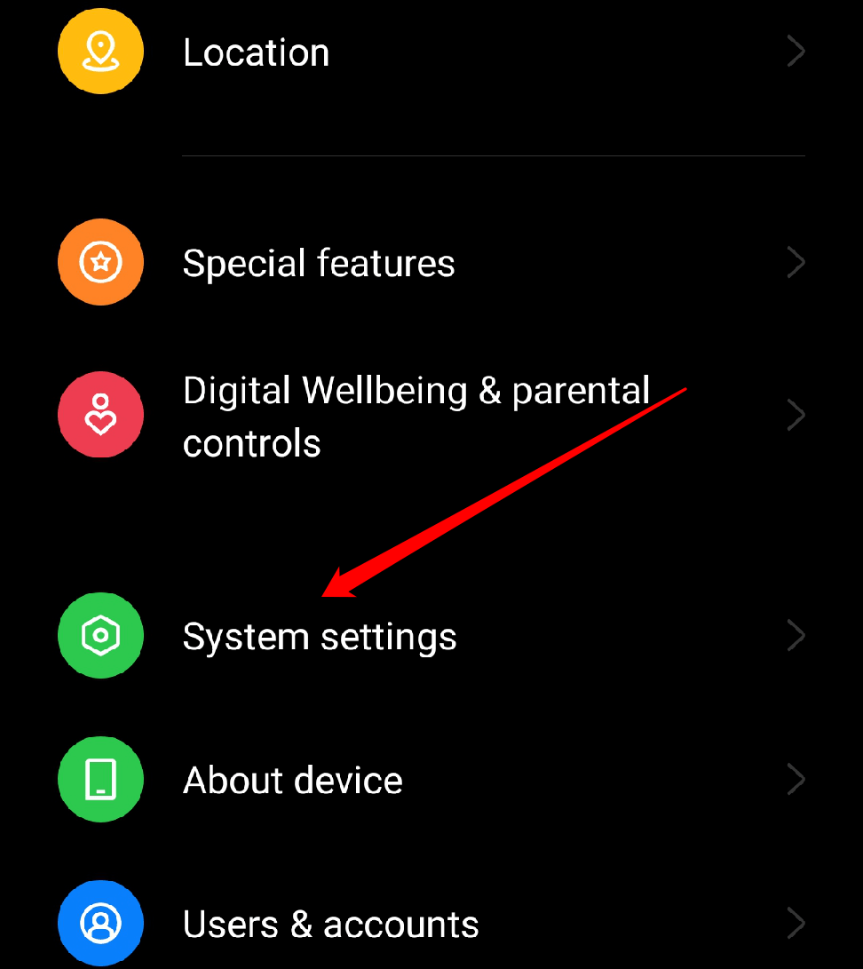 How to Enable Grayscale Mode on Android and iOS? 2 Scroll down and tap System Settings.