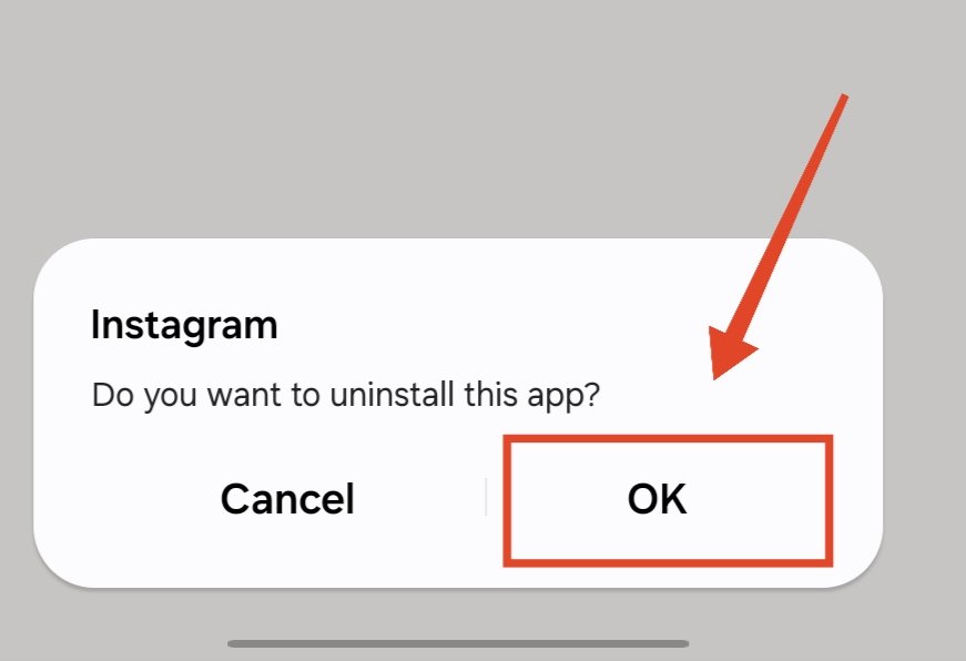 tap ok to uninstall