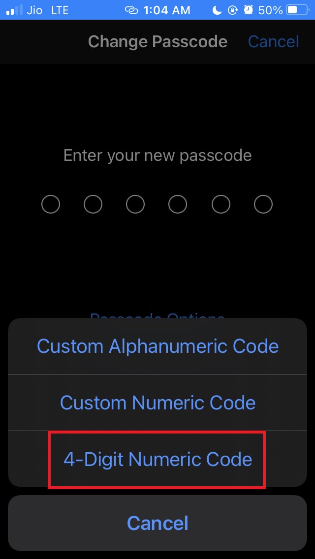 How to Switch to Four-Digit Passcode on iPhone and iPad? 6 tap on 4 digit numeric code