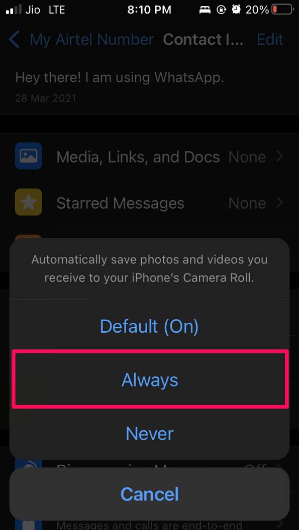 tap on Always