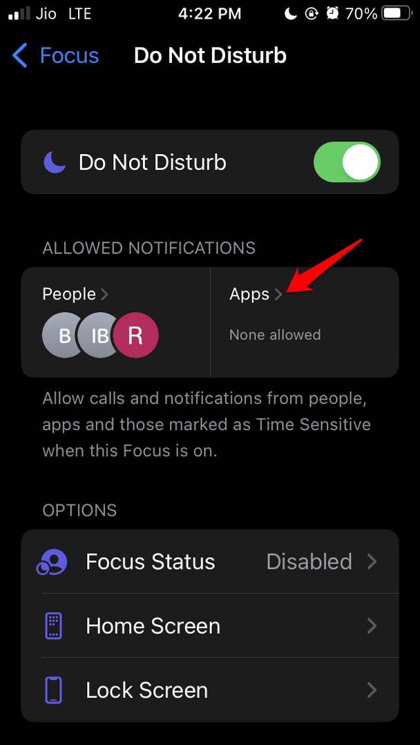 How to Fix Focus Mode Not Working on iOS 15? 4 tap on Apps
