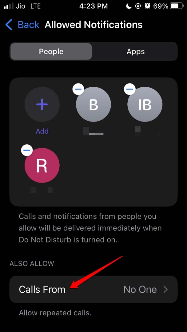 How to Fix Focus Mode Not Working on iOS 15? 6 tap on Calls From