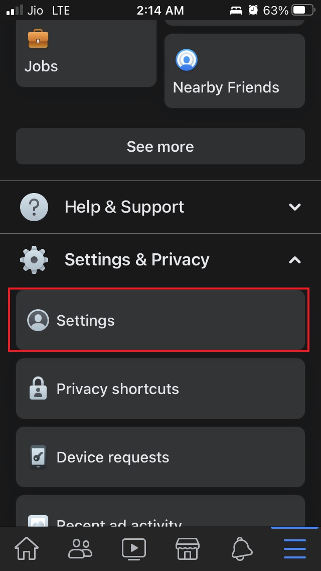 How to Fix Facebook Notifications Not Showing on iPhone 9 tap on Facebook settings