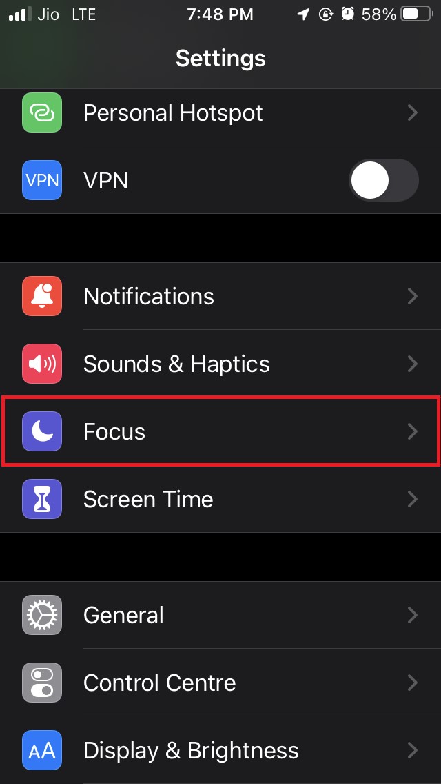 How to Fix Facebook Notifications Not Showing on iPhone 3 tap on Focus