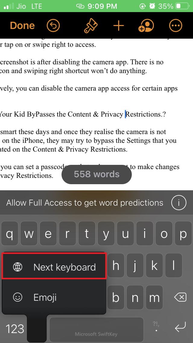 How to Fix iPhone Keyboard is Not Showing Up? 5 tap on Next keyboard