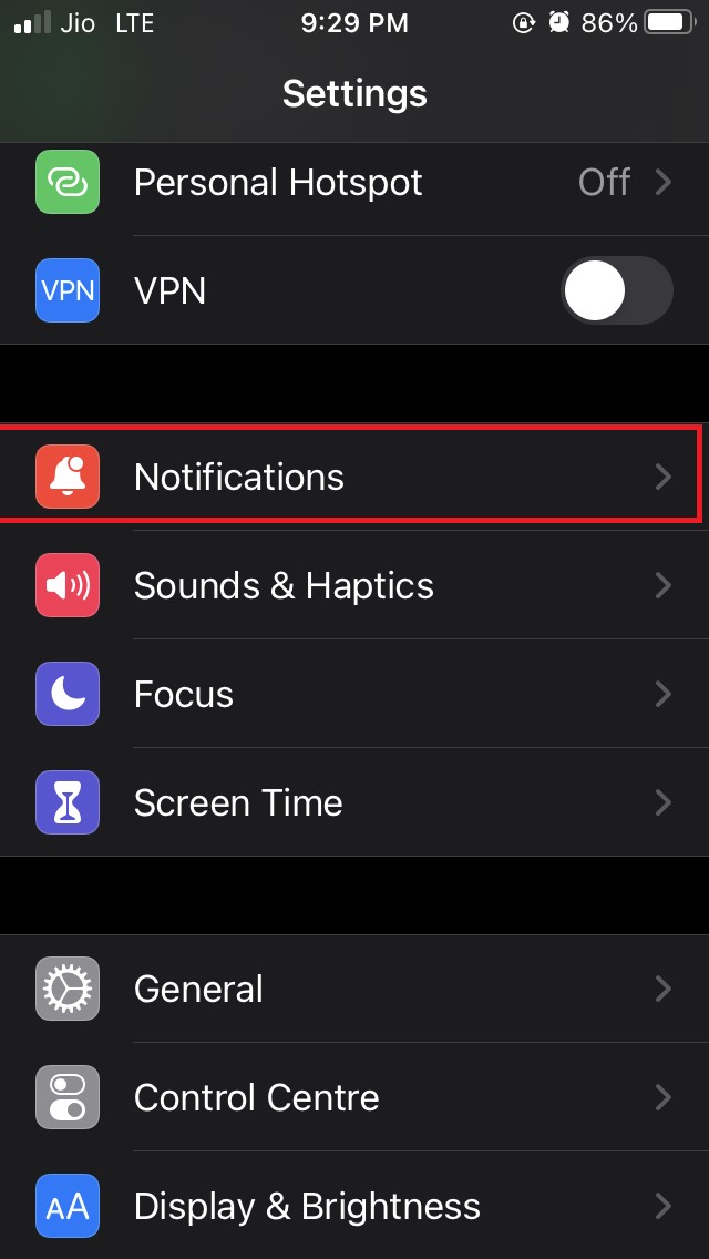 How To Fix Incoming Call Not Showing Up on iPhone Screen? 3 tap on Notifications