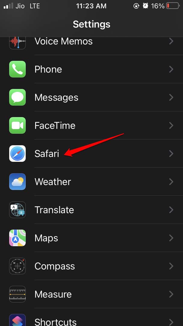 tap on Safari