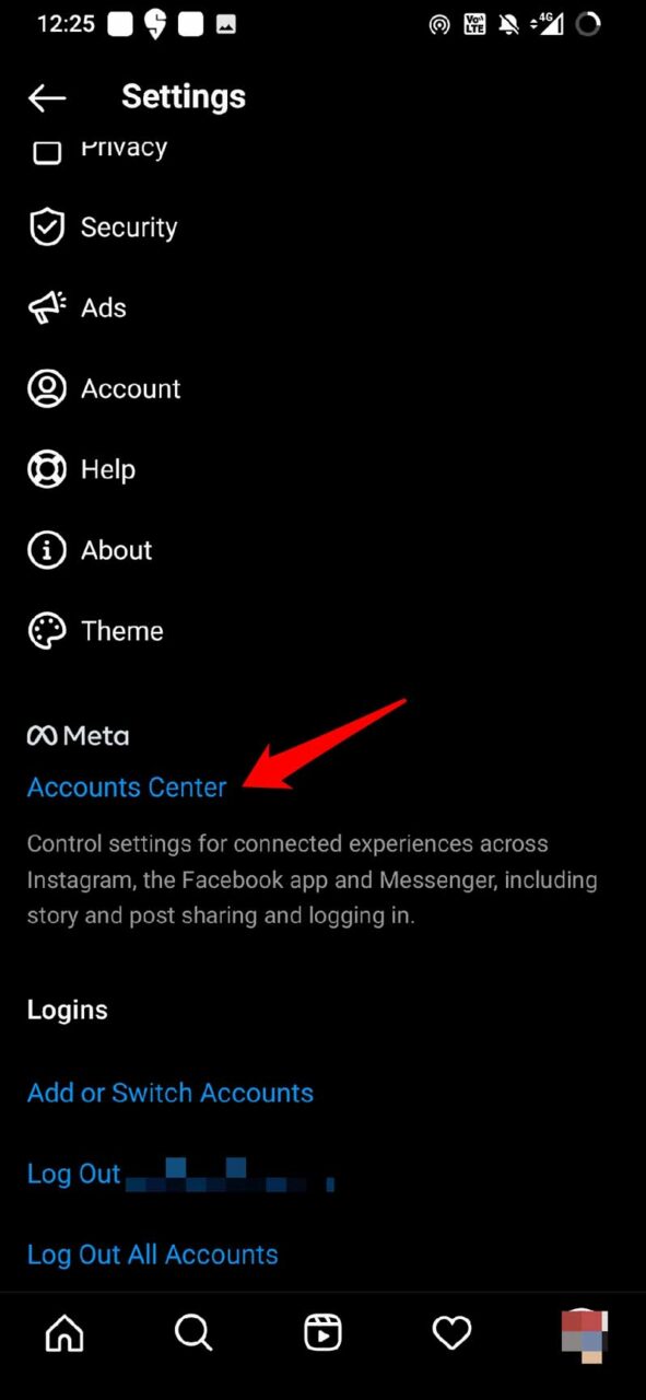 Instagram Action Blocked Message: How To Fix 5 tap on accounts center