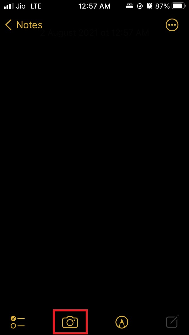 tap on camera icon